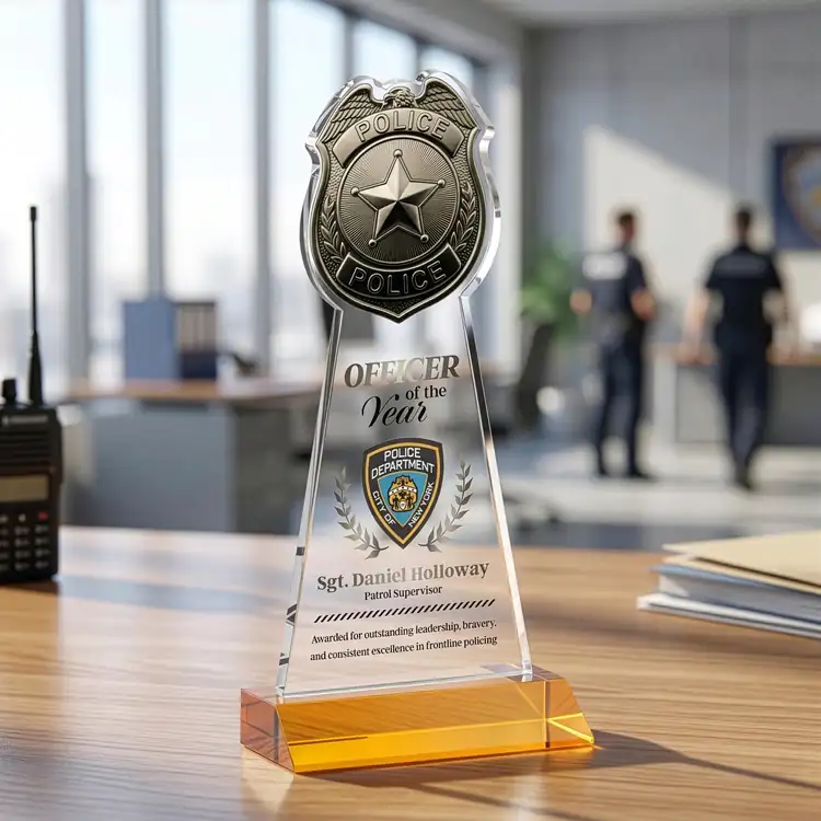 Police Badge Starfire Crystal Award - Multicolor #11