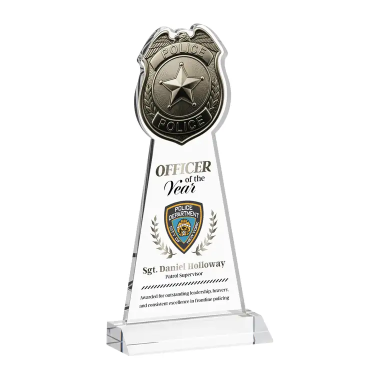 Police Badge Starfire Crystal Award - Multicolor #2