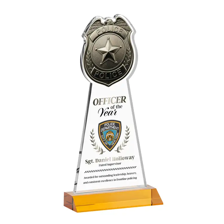 Police Badge Starfire Crystal Award - Multicolor #3