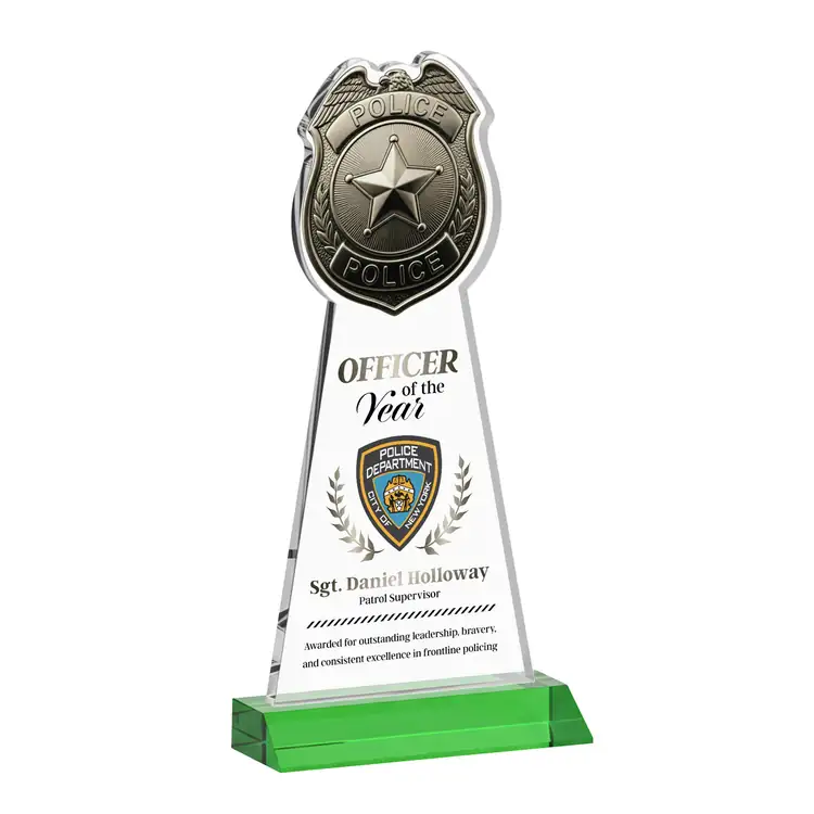 Police Badge Starfire Crystal Award - Multicolor #4