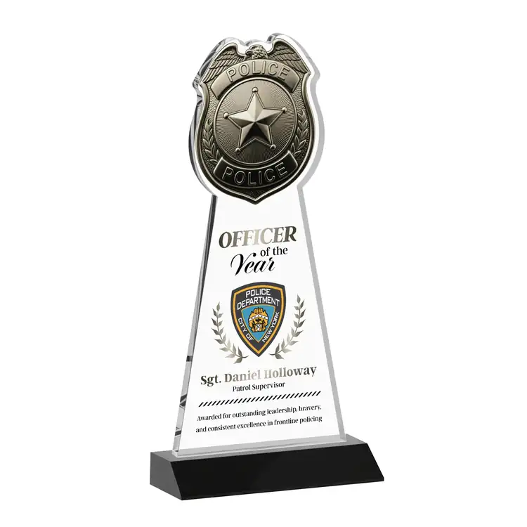 Police Badge Starfire Crystal Award - Multicolor #5