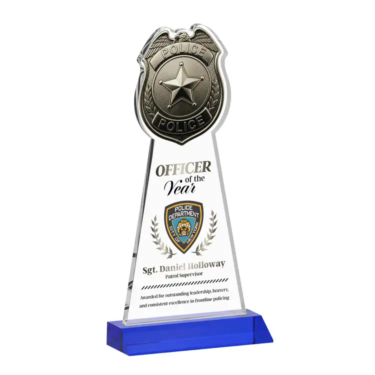 Police Badge Starfire Crystal Award - Multicolor #6