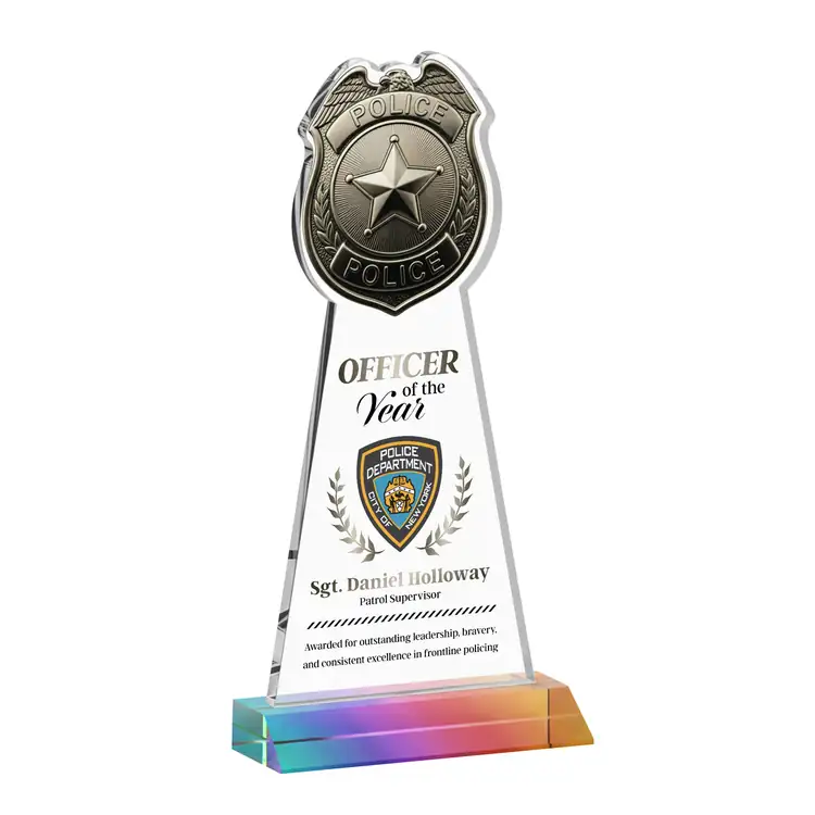 Police Badge Starfire Crystal Award - Multicolor #7
