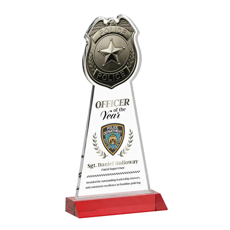 Police Badge Starfire Crystal Award - Multicolor #8