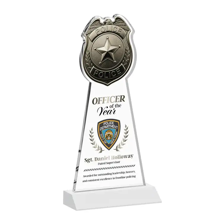 Police Badge Starfire Crystal Award - Multicolor #9