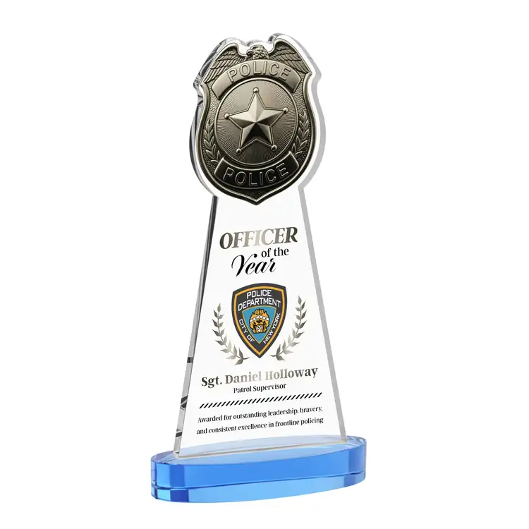 Police Badge Starfire Crystal Award on Alberton Base - Multicolor #10