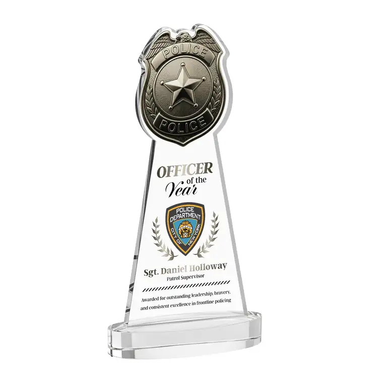 Police Badge Starfire Crystal Award on Alberton Base - Multicolor #2
