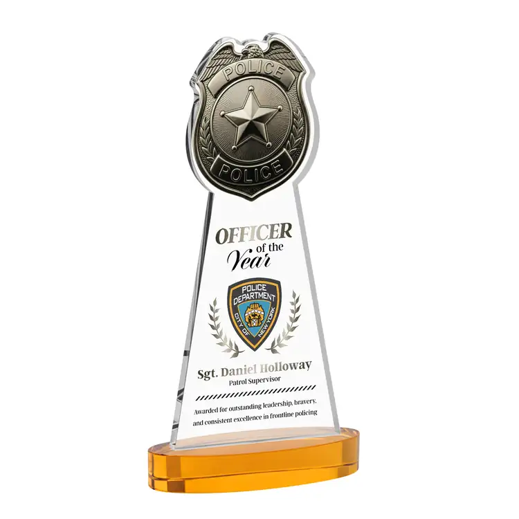 Police Badge Starfire Crystal Award on Alberton Base - Multicolor #3