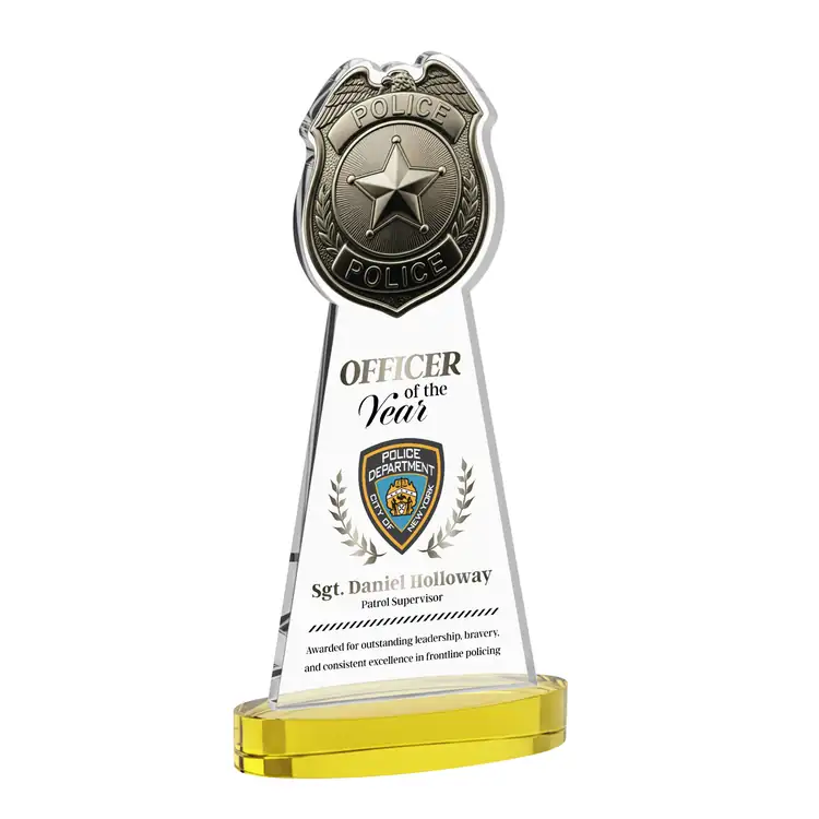 Police Badge Starfire Crystal Award on Alberton Base - Multicolor #4