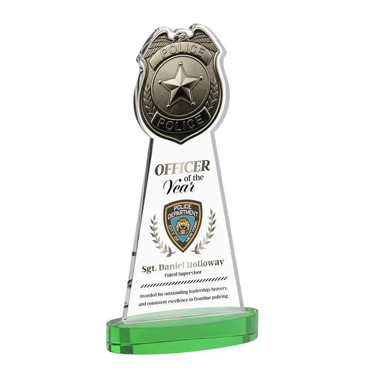 Police Badge Starfire Crystal Award on Alberton Base - Multicolor #5