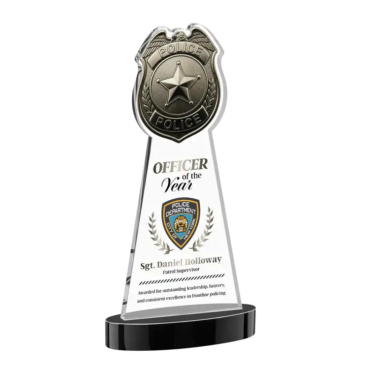 Police Badge Starfire Crystal Award on Alberton Base - Multicolor #6