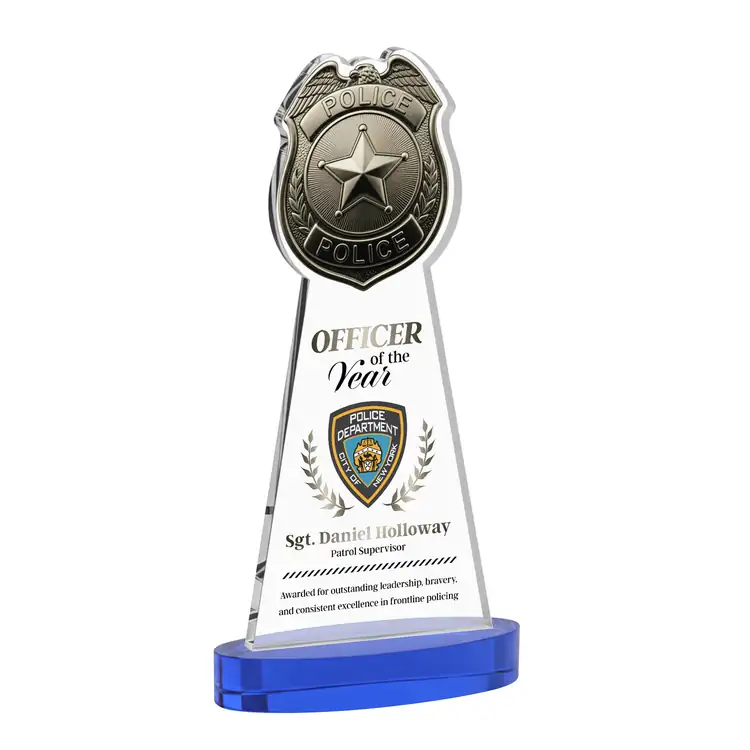 Police Badge Starfire Crystal Award on Alberton Base - Multicolor #7