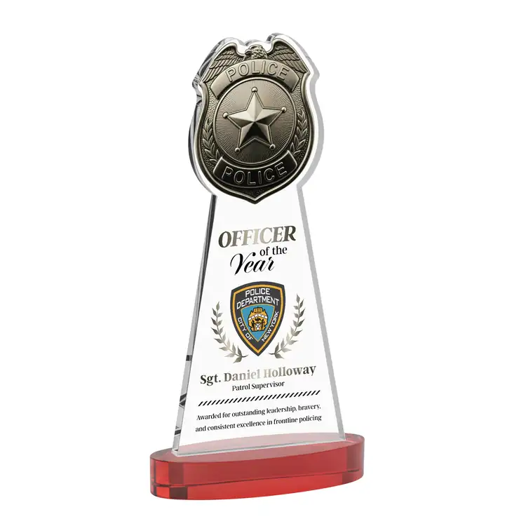 Police Badge Starfire Crystal Award on Alberton Base - Multicolor #8