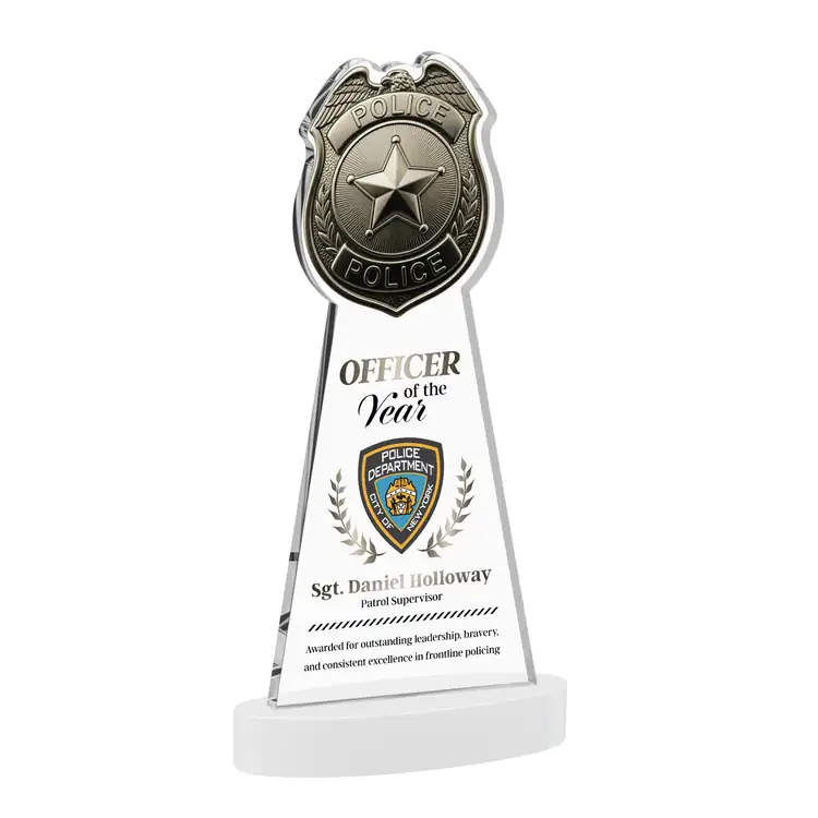Police Badge Starfire Crystal Award on Alberton Base - Multicolor #9