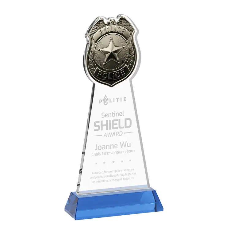 Trophée insigne de police en cristal Starfire sur socle Hartford - Gravure #11