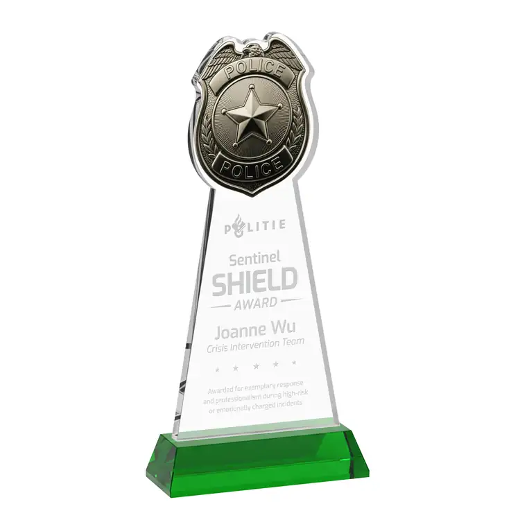Trophée insigne de police en cristal Starfire sur socle Hartford - Gravure #5