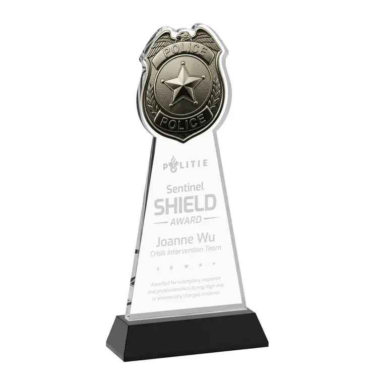 Trophée insigne de police en cristal Starfire sur socle Hartford - Gravure #6