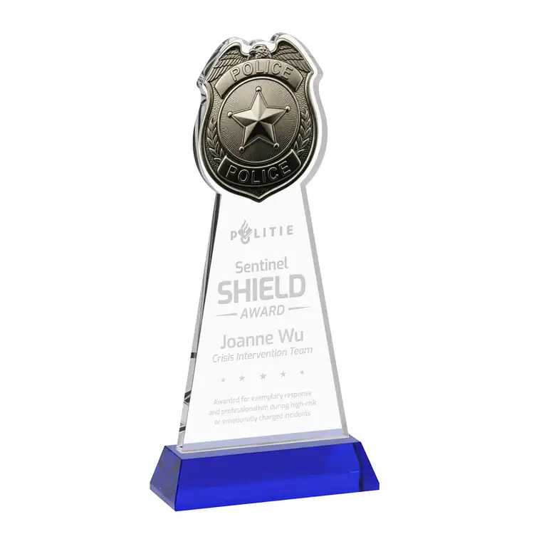Trophée insigne de police en cristal Starfire sur socle Hartford - Gravure #7