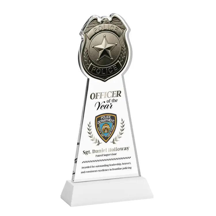 Police Badge Starfire Crystal Award on Hartford Base - Multicolor #10