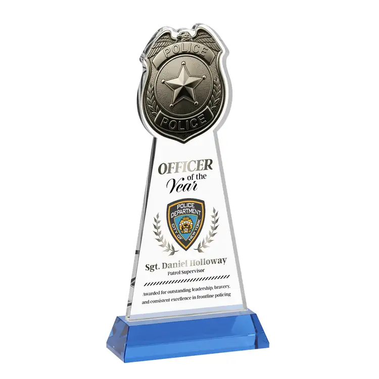 Police Badge Starfire Crystal Award on Hartford Base - Multicolor #11