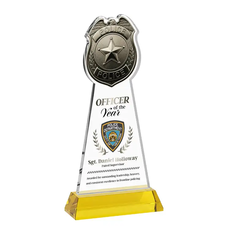 Police Badge Starfire Crystal Award on Hartford Base - Multicolor #4