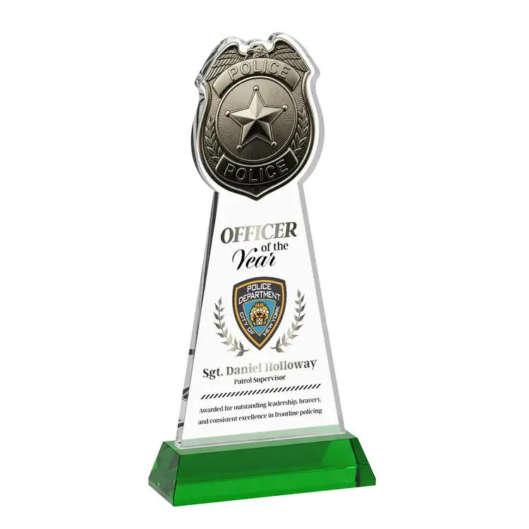 Police Badge Starfire Crystal Award on Hartford Base - Multicolor #5