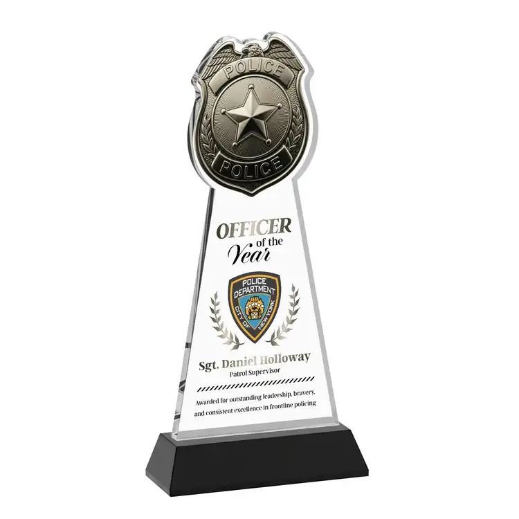 Police Badge Starfire Crystal Award on Hartford Base - Multicolor #6