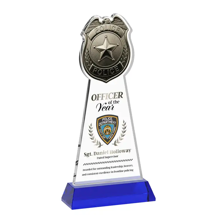 Police Badge Starfire Crystal Award on Hartford Base - Multicolor #7