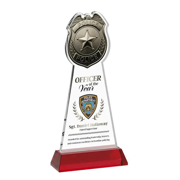 Police Badge Starfire Crystal Award on Hartford Base - Multicolor #9