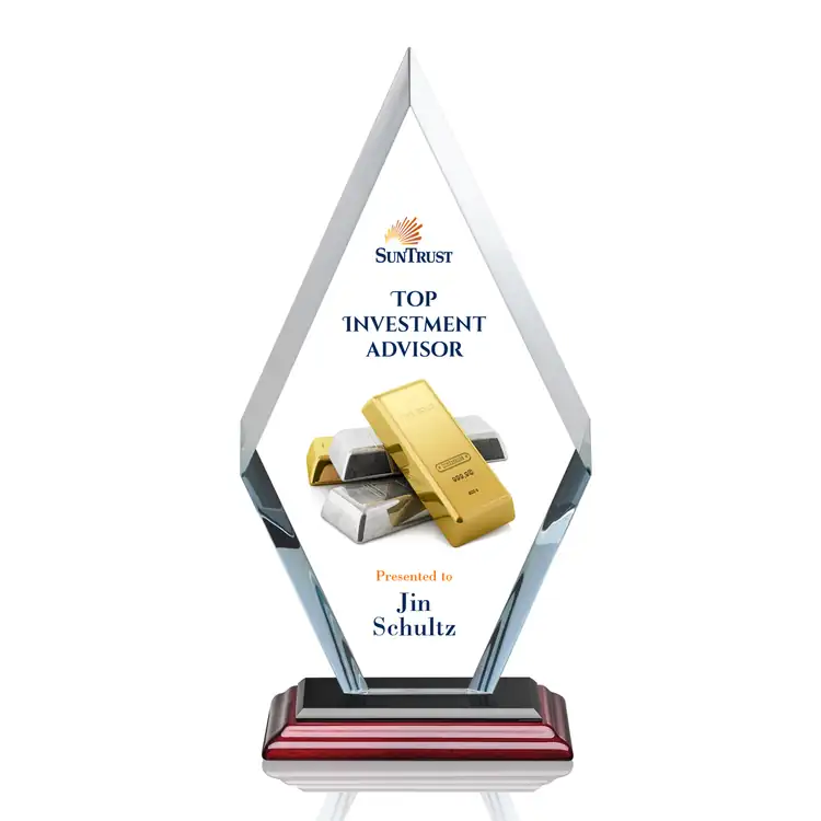 Cancun Starfire Crystal Diamond Award on Rosewood-Finish Base - Multicolor #4