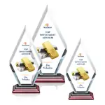 Trophée losange Cancun en cristal Starfire sur socle à fini bois de rose - Multicolore