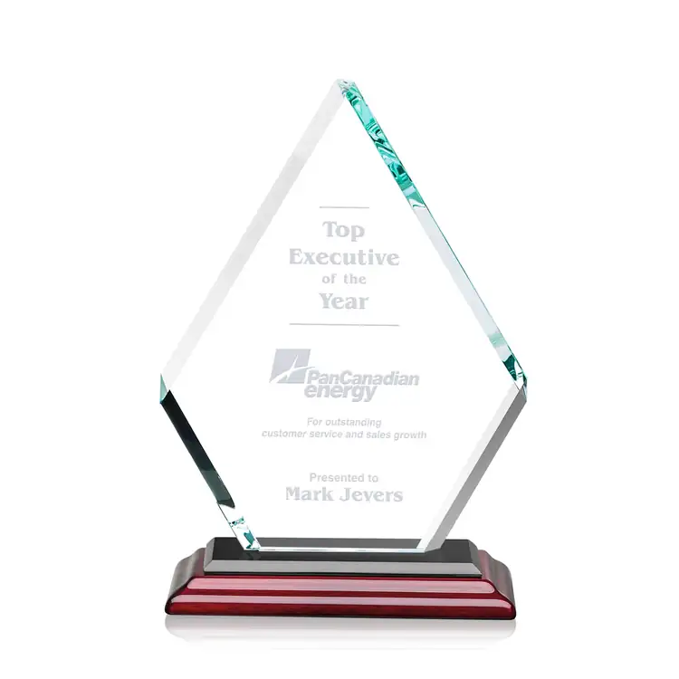 Canton Starfire Crystal Diamond Award on Rosewood-Finish Albion Base - Deep Etch #2