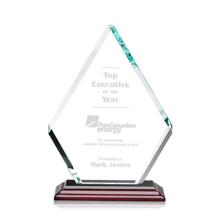 Canton Starfire Crystal Diamond Award on Rosewood-Finish Albion Base - Deep Etch #3