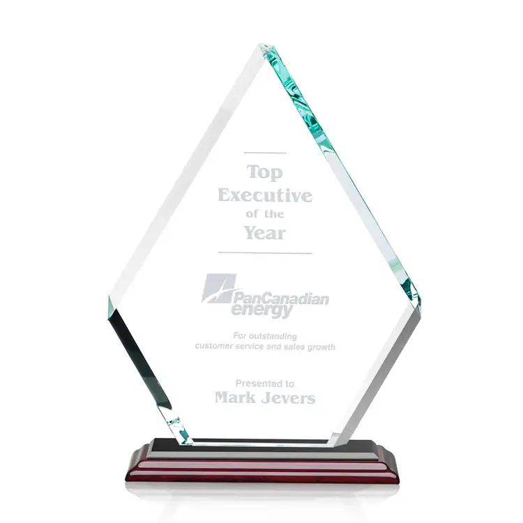 Canton Starfire Crystal Diamond Award on Rosewood-Finish Albion Base - Deep Etch #4