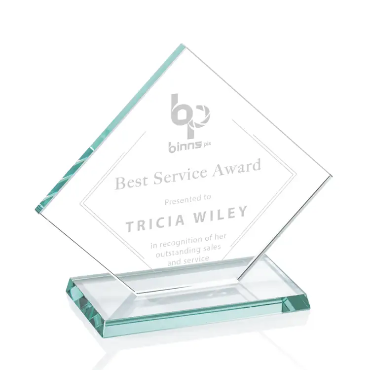 Huron Diamond Jade Glass Award - Deep Etch #3