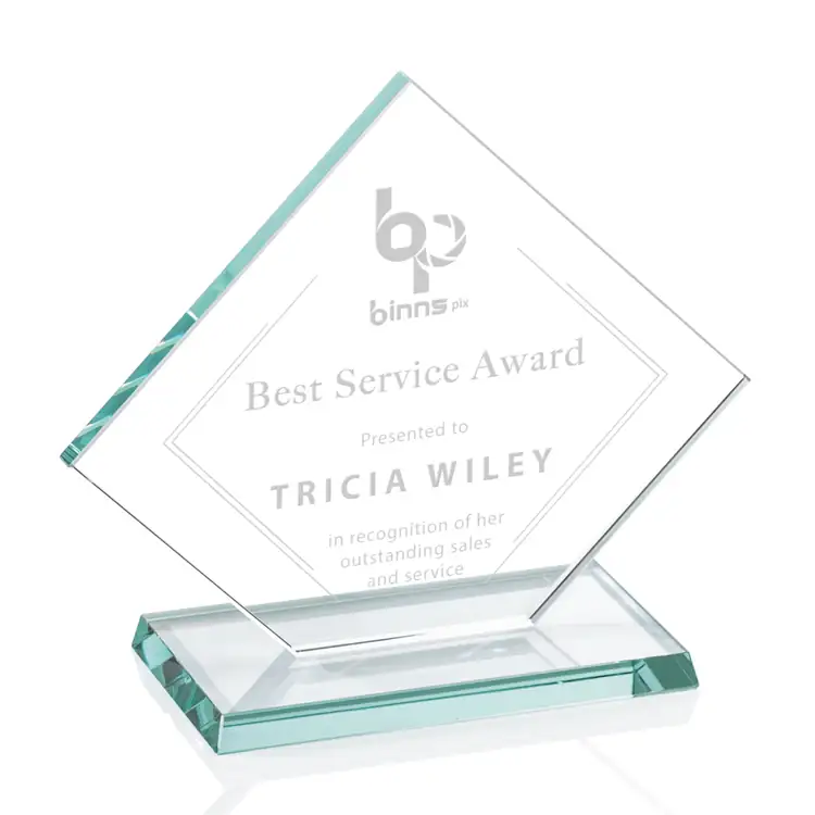 Huron Diamond Jade Glass Award - Deep Etch #4