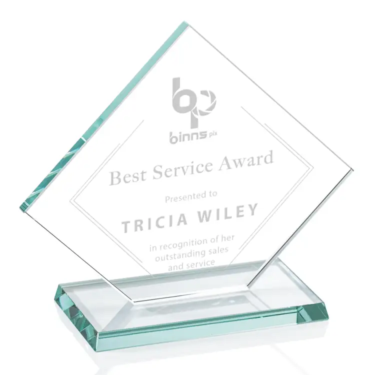 Huron Diamond Jade Glass Award - Deep Etch #5