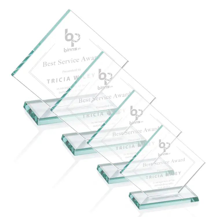 Huron Diamond Jade Glass Award - Deep Etch