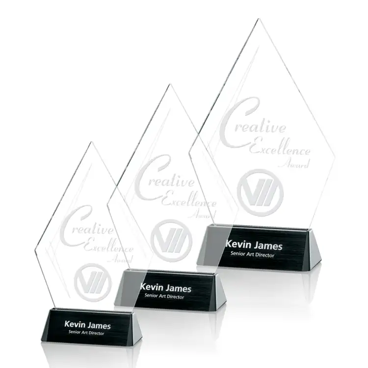 Sierra Diamond Starfire Crystal Award on Black Base