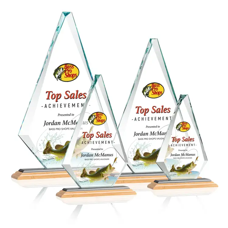 Windsor Starfire Crystal Diamond Award on Bamboo Base - Multicolor