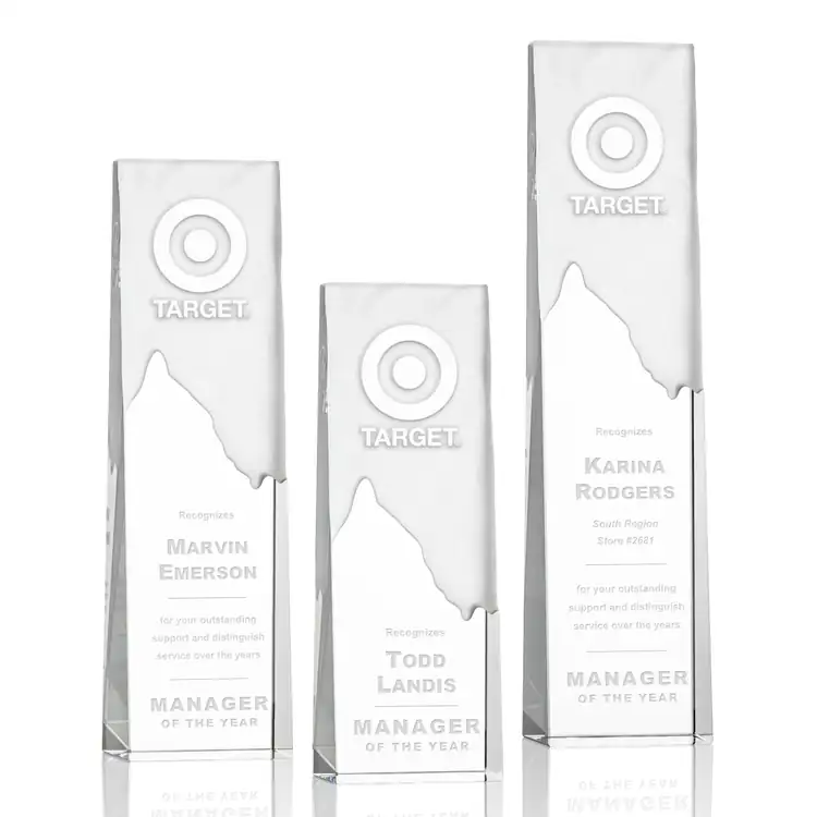 Rushmore Mountain Optical Crystal Award - Deep Etch
