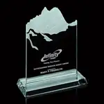Trophée montagne sculptée en verre jade - Gravure