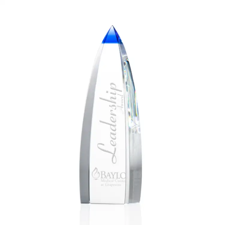Aerowood Optical Crystal Obelisk Award with Blue Tip #2