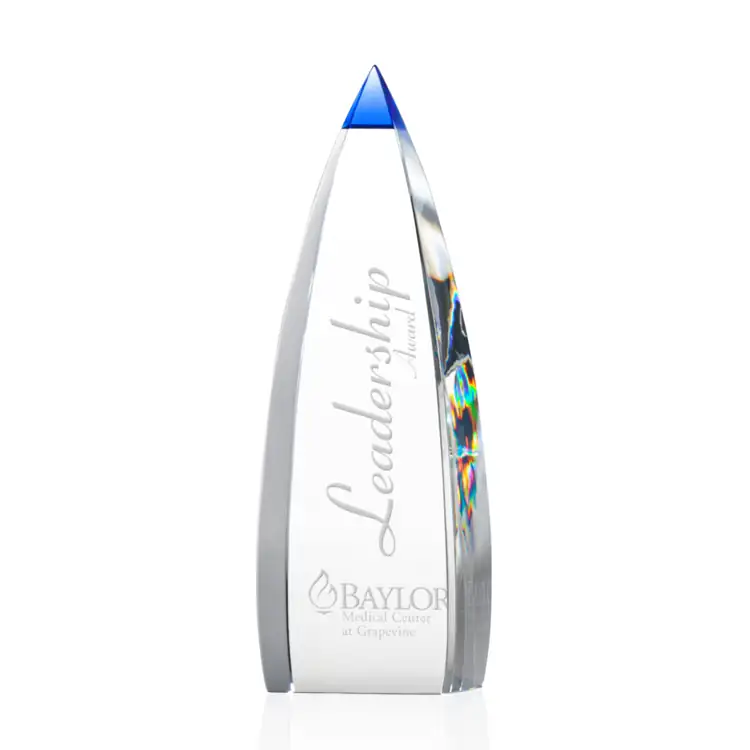 Aerowood Optical Crystal Obelisk Award with Blue Tip #3