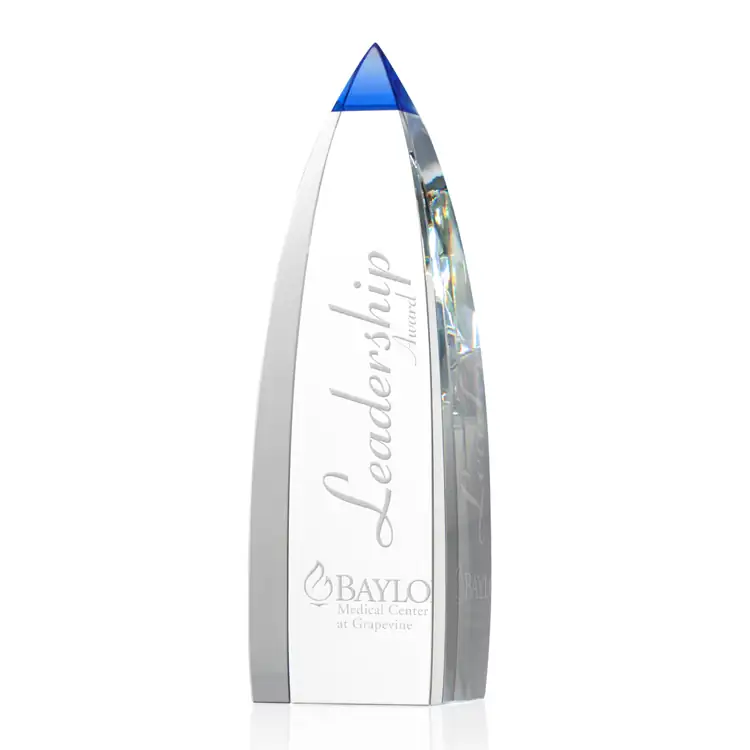 Aerowood Optical Crystal Obelisk Award with Blue Tip #4