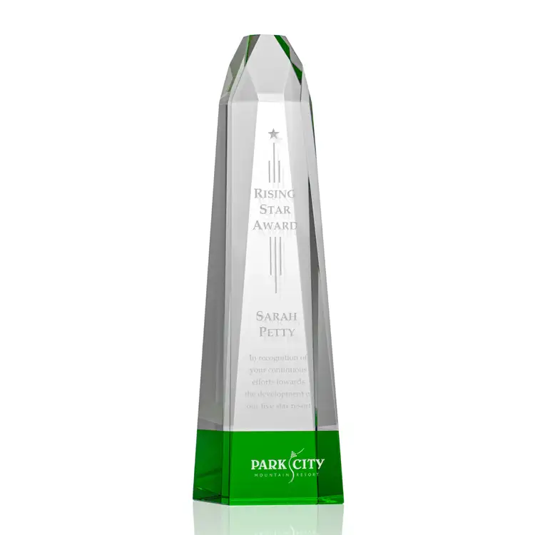 Radiant Obelisk Award - Optical Crystal - Engraved #2