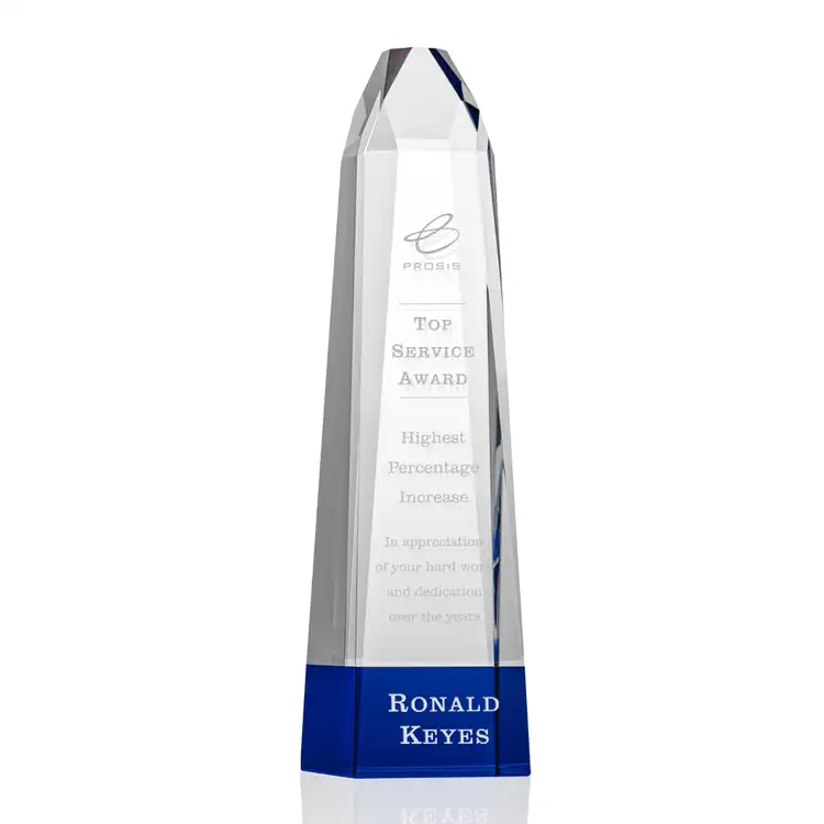 Radiant Obelisk Award - Optical Crystal - Engraved #3