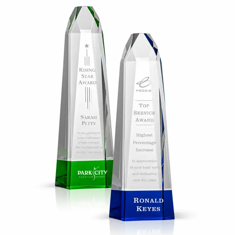Radiant Obelisk Award - Optical Crystal - Engraved