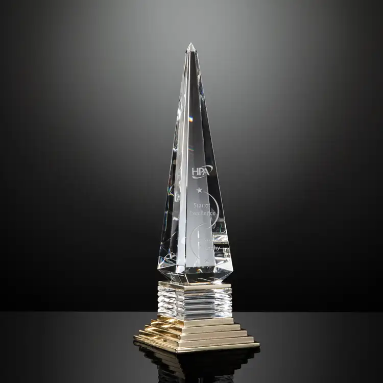 R.S. Owens Tribune Optical Crystal Obelisk Award #3