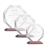 Trophée octogonal Kitchener en cristal Starfire sur socle bois de rose - Gravure